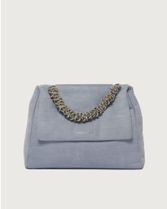 Orciani - Borsa Sveva Twilight Midi a spalla in nabuk stampa cocco cielo