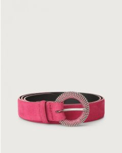 Orciani - Cintura Nabucco in nubuck con fibbia tonda fucsia