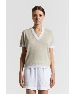 Peserico Easy - Maglia filato di lino cotone lurex ivory