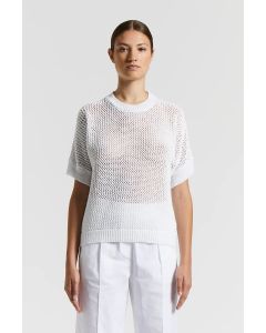 Peserico Easy - Maglia in filato moulinè di misto cotone con paillette pure white