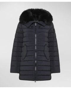 Peuterey PED401701190986808 ITOKA ML FUR Piumino lungo con pelliccia in tono colore corvo