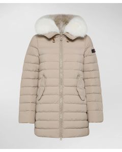 Peuterey - Piumino lungo con pelliccia in tono colore ITOKA ML FUR sesamo