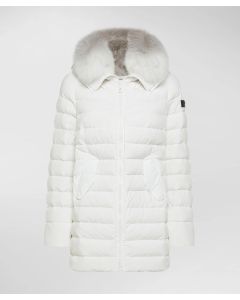 Peuterey - Piumino lungo con pelliccia in tono colore ITOKA ML FUR bianco