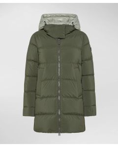 Peuterey - Piumino con cappuccio in contrasto materiale UNIX ML BMAT verde fogliame / verde erbe essiccate