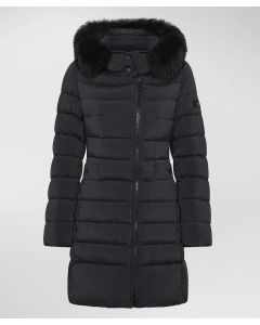 Peuterey - Piumino lungo con collo alto e pelliccia SERIOLA ML 06 FUR corvo