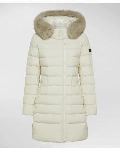 Peuterey - Piumino lungo con collo alto e pelliccia SERIOLA ML 06 FUR turtle dove