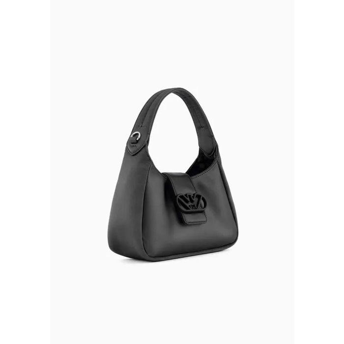 Emporio Armani Borsa a mano hobo in raso con fibbia aquila nero logo